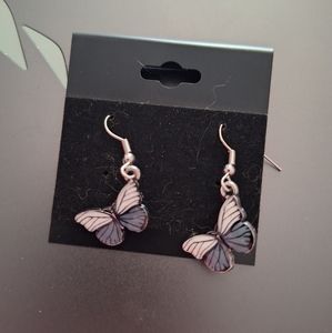 Gray butterfly earrings